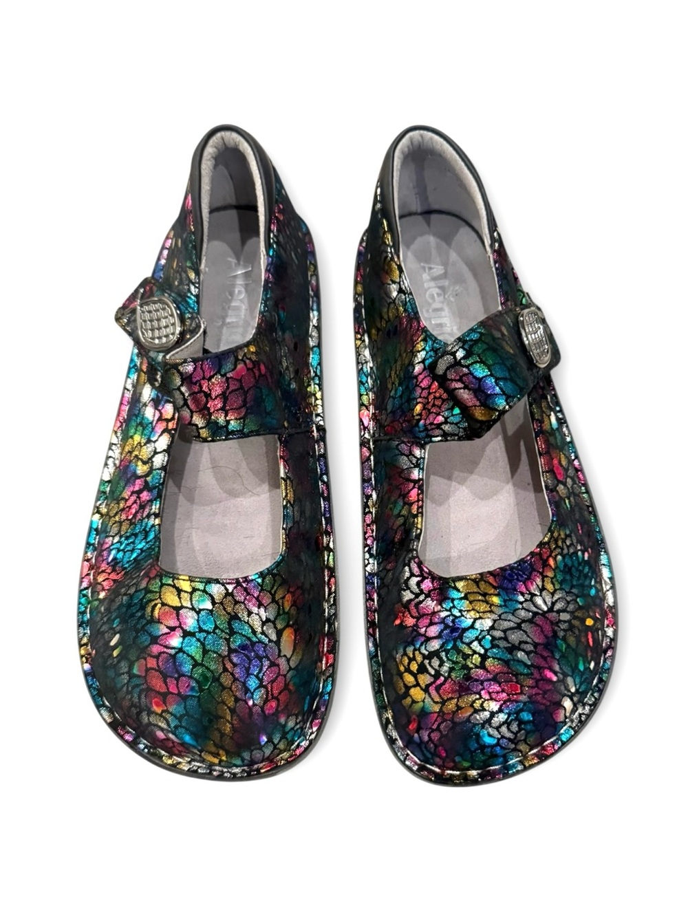 NWOT Alegria Paloma Leather Mary Jane in Minnow Rainbow Size 40